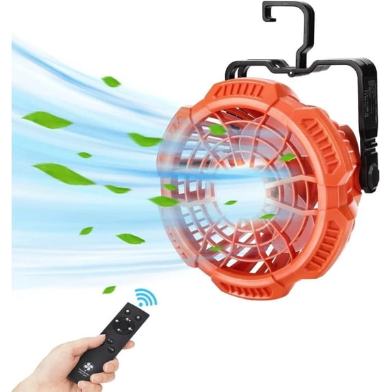 Portable Hanging Tent Fan, Battery-powered Ceiling Fan with Hooks, Camping Tent Cooling System-rechargeable Fan for Camping, Hiking, and Backpacking (battery Not Included)