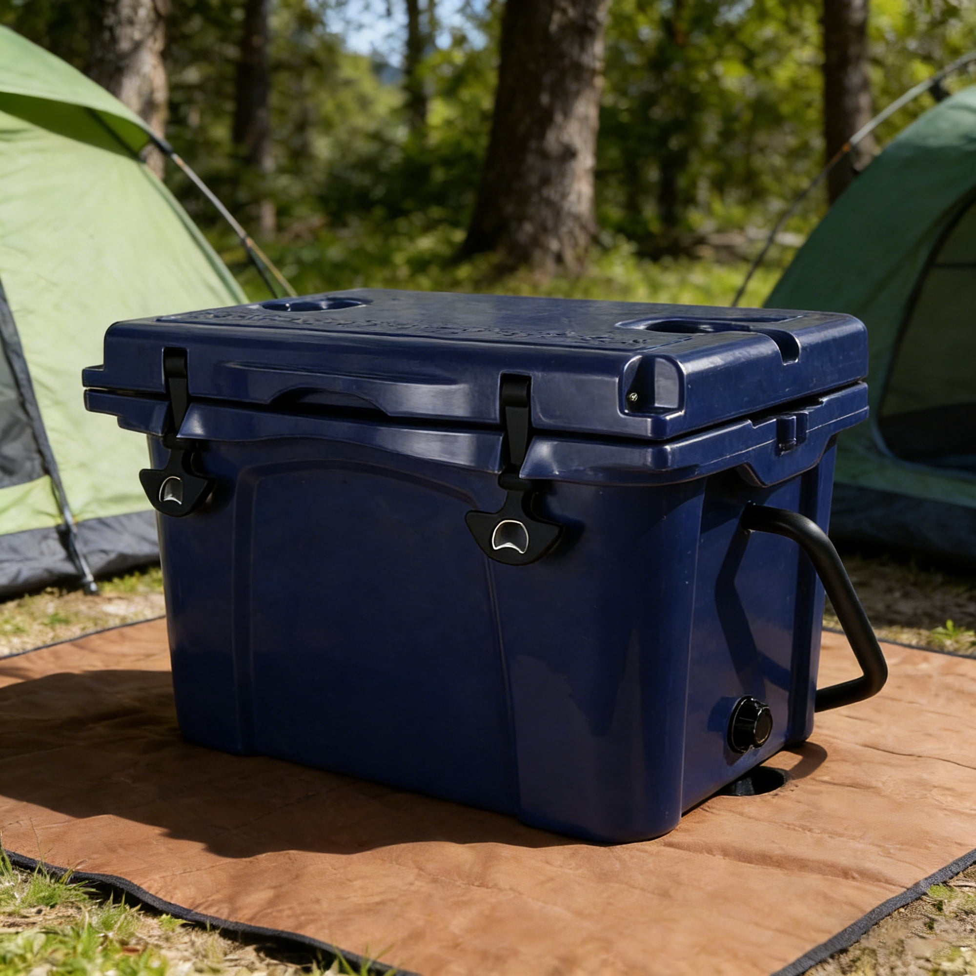Portable Hard Cooler 25QT, Rotomolded Insulated Cooler Box with Bottle Opener, Heavy Duty Ice Chest with Cup Holder for Camping, Fishing, Beach, Tailgate, Blue