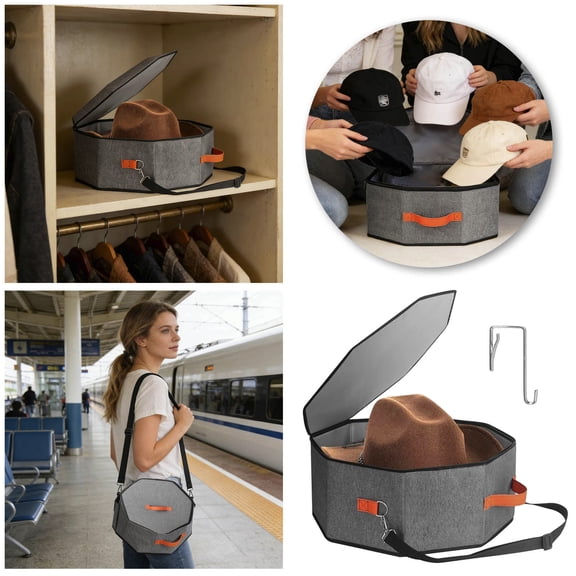 Portable Hat Storage Unisex Hat Organizer With Door Hook Proof Storage For Fedora Baseball Cap Visor Storage Container for Clothes Organization And Storage Closet Closet Bag for Clothes Hi Storage