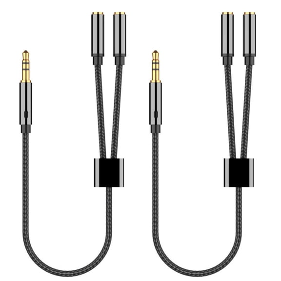 Portable Headphone Splitter 3.5mm AUXs Splitter Cable with Gold Plate Connectors for Clear Audios and Durability Use