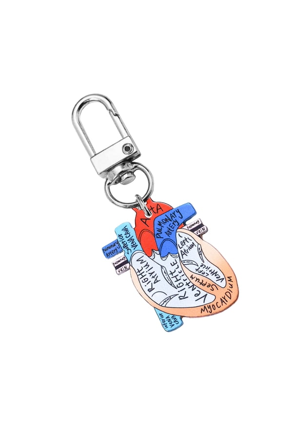 Portable Heart Schematic Keychain Charm Educational Keychain Featuring Heart Diagram for Students and Healthcare Workers