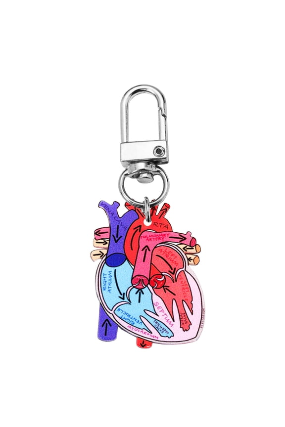 Portable Heart Schematic Keychain Charm Educational Keychain Featuring Heart Diagram for Students and Healthcare Workers