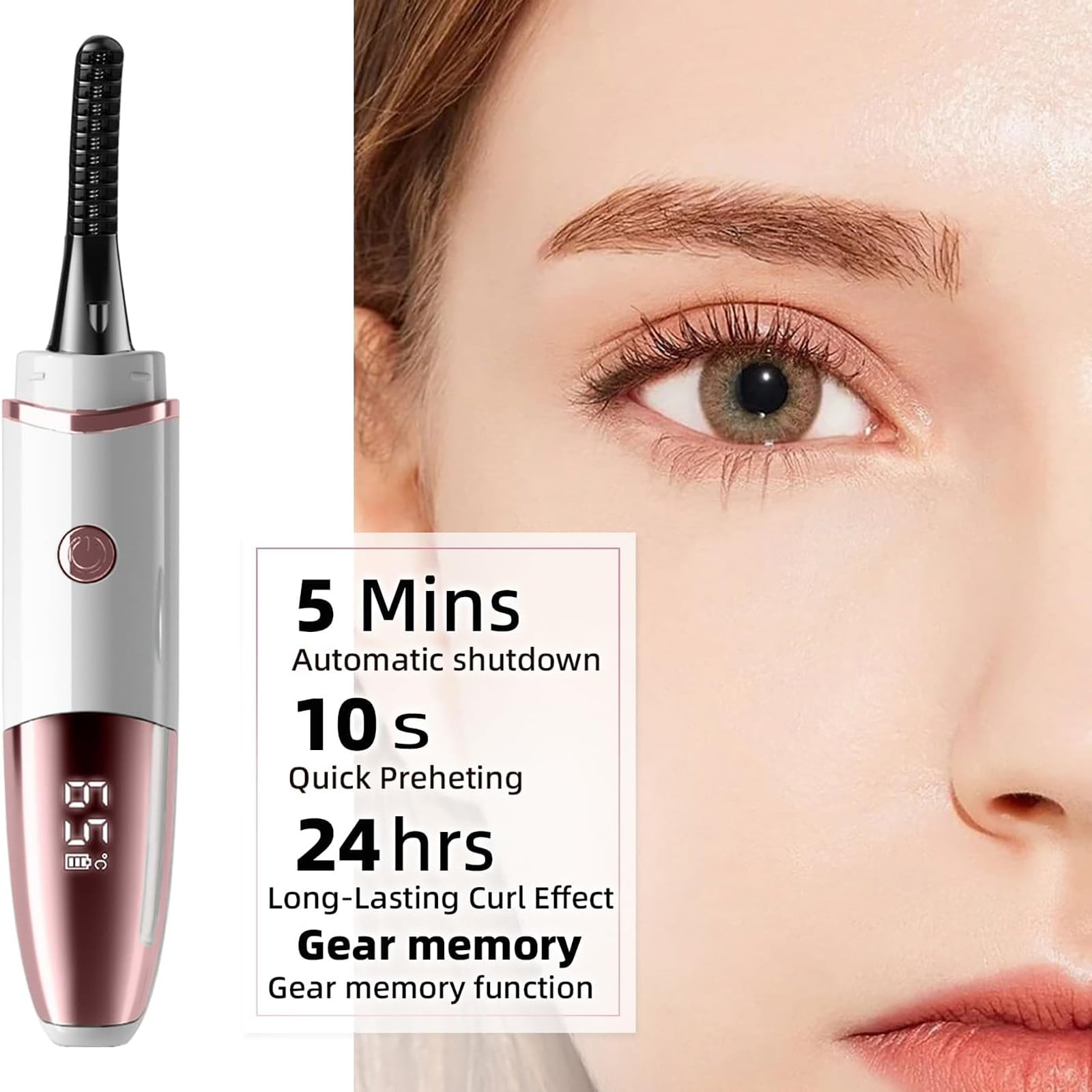 Portable Heated Eyelash Curler with Type-C Charging Cable, 1 Pcheated Eyelash Curlers Fast Heat up Within 10S 24 Hours Long Lasting Rechargeable Electric Eyelash Curler with Type C Makeup Organizers