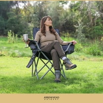 Portable Heated Folding Camping Chair w/ 6-Can Cooler, 3 Heat Settings, Cup & Wine Glass Holder, Heavy-Duty Carrying Bag, Padded Armrests, Battery NOT Included, Supports up to 330lbs