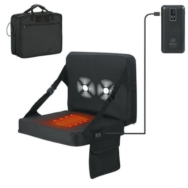 Portable Heated Massage Stadium Seat with Back Support, 10,000mAh Power Bank, Lightweight Design, and Storage Pockets (1 Pack)