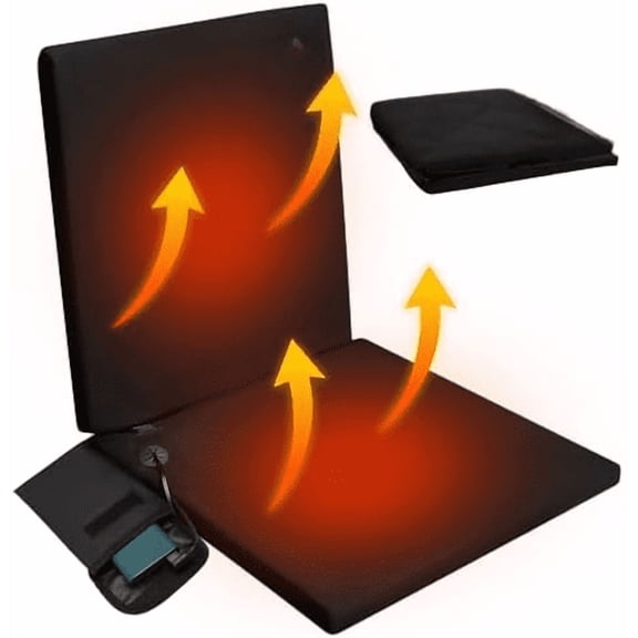 Portable Heated Seat Cushion Warm Stadium Seats Camping Outdoor with Back Support and 3 Level Winter Heated Seat Cover for Outdoors, No Power Bank(15.7 Inch,Black)$$Sport & Recreation Other