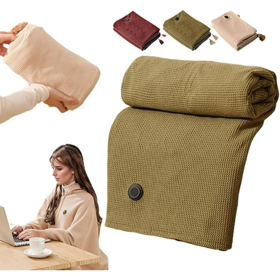 Portable Heated Shawl, 2026 New Portable Heated Blanket Shawl Wraps for Women, 60"X 31" Cordless Heated Blanket with 3 Heating Levels for Home Camping Travel(Dark Green)