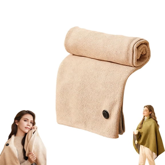 Portable Heated Shawl, 2026 New Portable Heated Blanket Wrap Shawl for Women, 15s Fast Heating Soft Zipper Electric Heated Blanket Shawl with 3 Heating Levels for Neck & Shoulder
