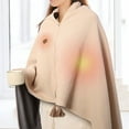thumbnail image 1 of Portable Heated Shawl, Cordless Heated Blanket Heated Shawl Wraps for Women Wearable Heated Blanket Battery Heated USB Charging with 3 Heating Levels (Khaki), 1 of 6