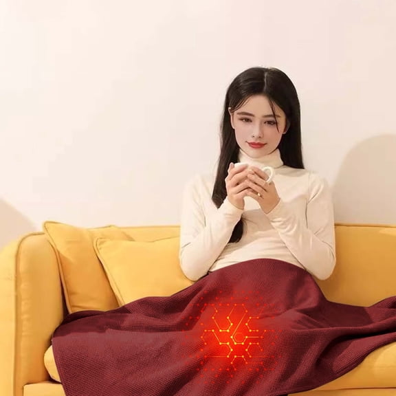 Portable Heated Shawl, Heated Throw Blanket Plush USB Electric Throw Blanket with Zipper, Adjustable 3 Levels Temperature, Wearable Portable Throw Poncho Wrap for Shoulder and Neck