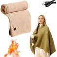 thumbnail image 1 of Portable Heated Shawl, Portable Heated Shawl Cordless, Soft Fast Heating Three Temp Settings, USB Electric Heating Blanket 60×31 Inch (Apricot), 1 of 8