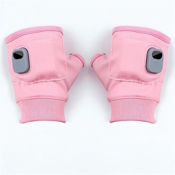 Portable Heating Gloves Fingerless, Rechargeable Hand Warmer for Women & Men, USB 5V Powered, Type-C Fast Charging, Indoor & Outdoor Use, Lightweight & Compact, Microfiber Material Pink