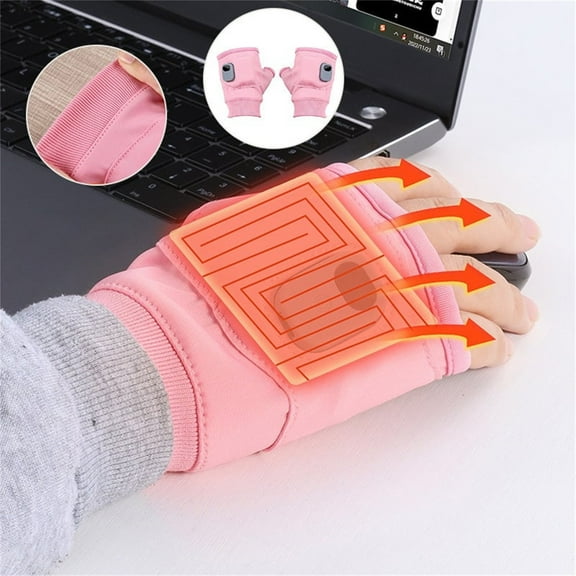 Portable Heating Gloves, Fingerless Rechargeable Heated Hand Warmers for Men and Women, Indoor/Outdoor Use,New Release,Pink