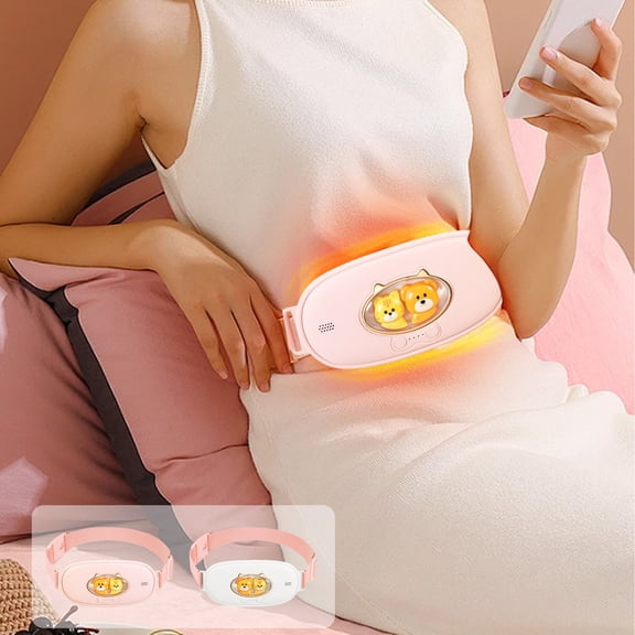 Portable Heating Pad for Lumbar Abdominal and Back Pain With 4 Heating Modes and 4 Vibrating Massage Modes for Women Portable Fast Heat Pack Strap Blahzhy | Pink