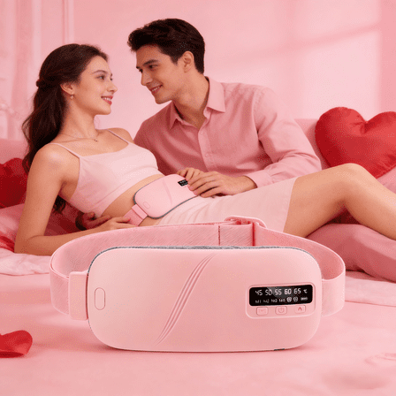 Cordless Heating Pad for Period Cramps & Menstrual, Valentine's Gift for Her - 5 Heat Levels, 4 Massage Modes, Portable Abdominal Belt with NTC Safe Temperature Control, 15/30 Min Auto Timer