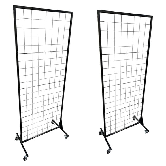 Portable Heavy Duty 2' x 5.5' Gridwall Art and Trade Show Display Panel - Available in Black and White - Sold Individually or in a Pack of 2 (PACK OF 2, BLACK)