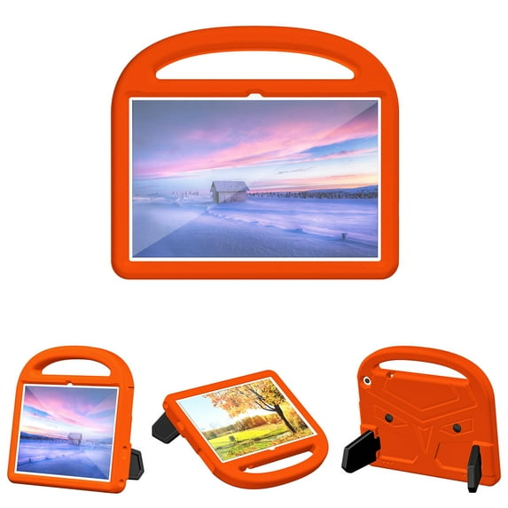 Portable Heavy Duty Kids Case for Walmart Onn 10.1 inch Tablet 3rd Gen 2022, EVA Shockproof Armor Military Grade Lens Protection Case with Kids Friendly Handle Foldable Stand Bracket Case, Orange