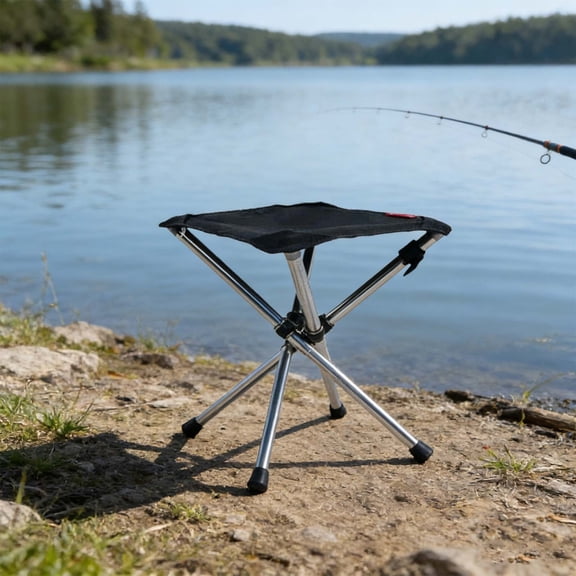 Portable Heavy Duty Telescoping Folding Stool for Outdoor Camping, Fishing, and Hiking - Durable Support up to 300 lbs with Shock-Absorbing EVA Sleeves and Quick Setup Design for Travel Adventures