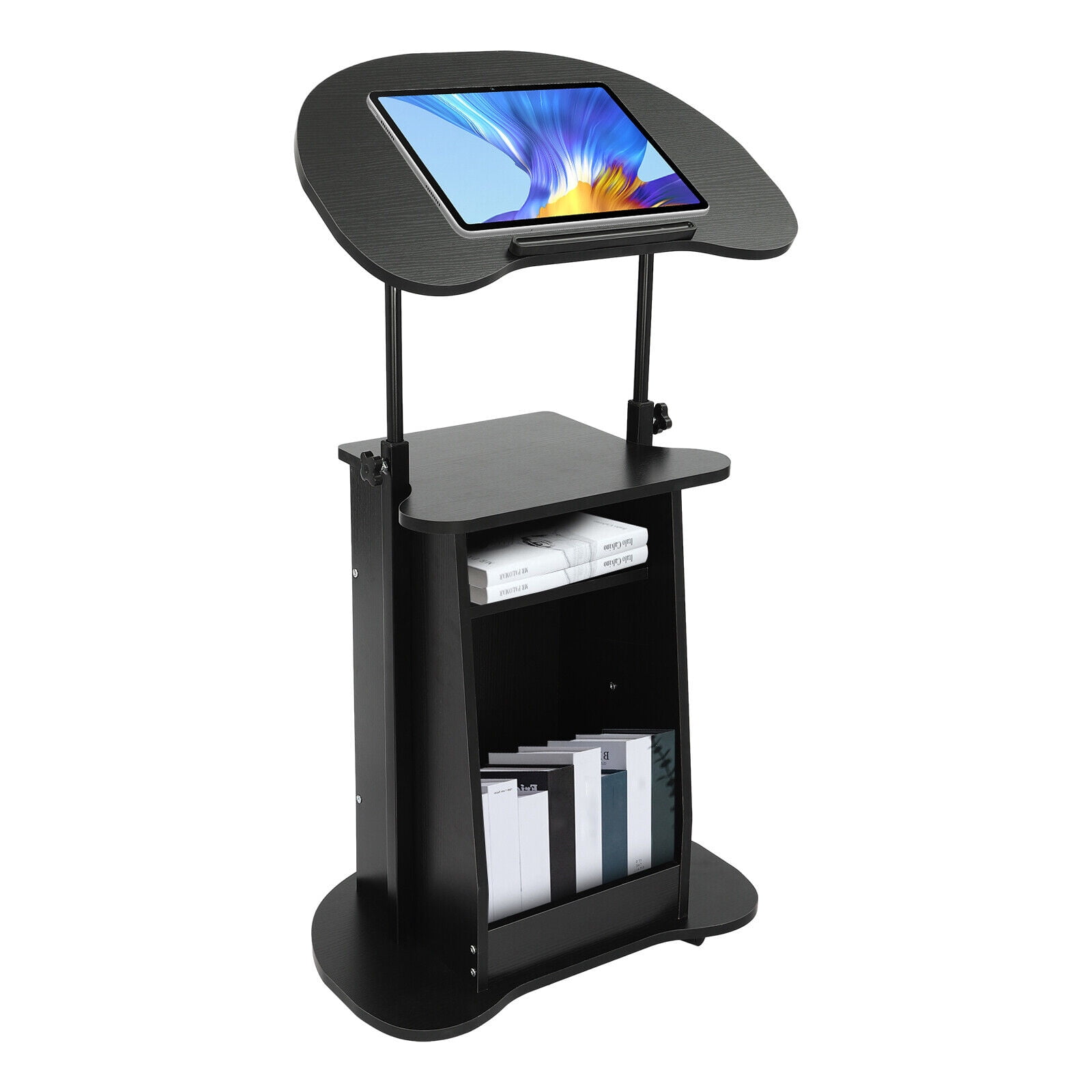 Portable Height Adjustable Podium Stand Rolling Lectern Desk with