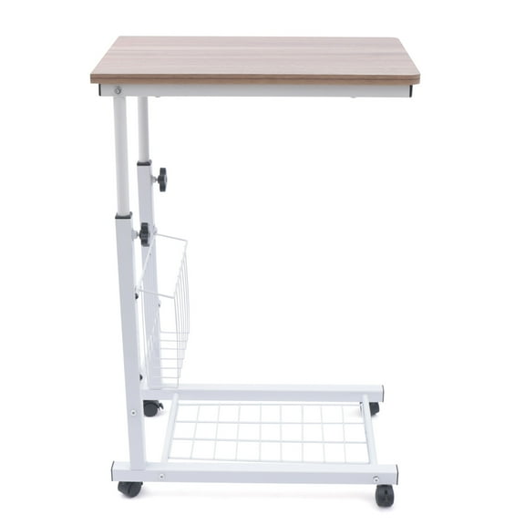 Portable Height Adjustable Side Table, Mobile End Table with Lockable Universal Wheels, for Small Apartment Dorm Office Home