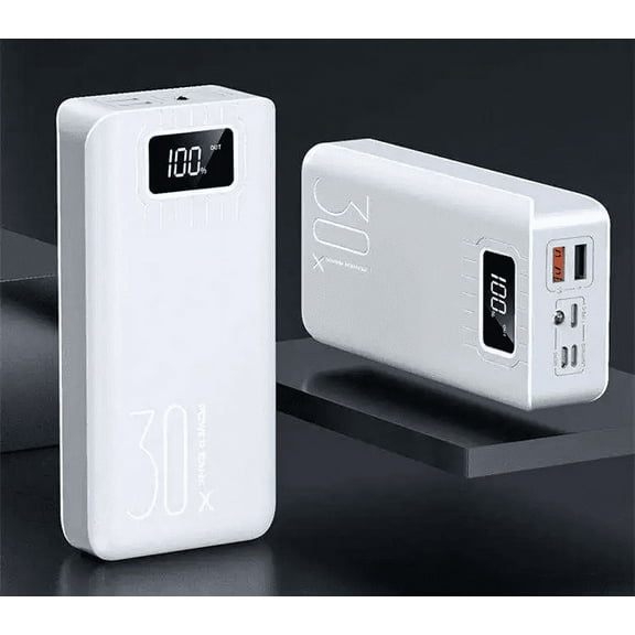 Portable High Capacity Digital Mobile Power Bank 30000mAh Fast Charging High Performance Smart Chip band, Digital Display, External Flashlight Power Bank for Smart Phones and Other Mobile Devices