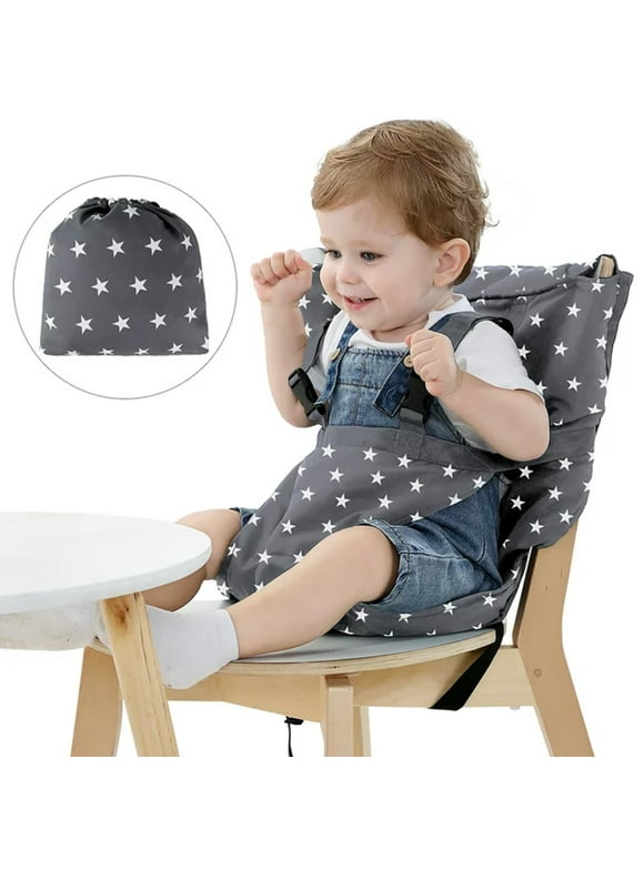 Portable High Chair Seat,Easy Seat Harness Baby Cloth Booster Seat for Eating,Toddler Dining Chair Safety Seat w Adjustable Straps Shoulder Belt,Gray Star