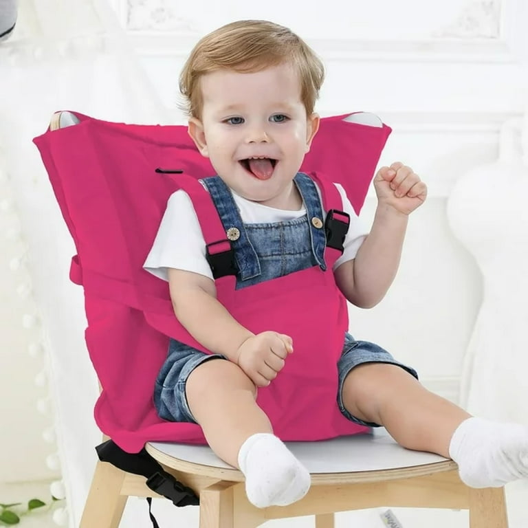 Portable High Chair Seat Easy Seat Harness Baby Cloth Booster Seat for Eating Toddler Dining Chair Safety Seat w Adjustable Straps Shoulder Belt Peach
