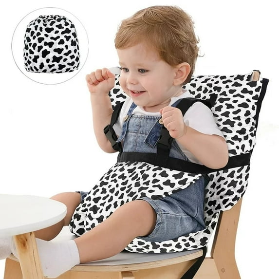 Portable High Chair Seat,Easy Seat Harness Baby Cloth Booster Seat for Eating,Toddler Dining Chair Safety Seat w Adjustable Straps Shoulder Belt,Cow