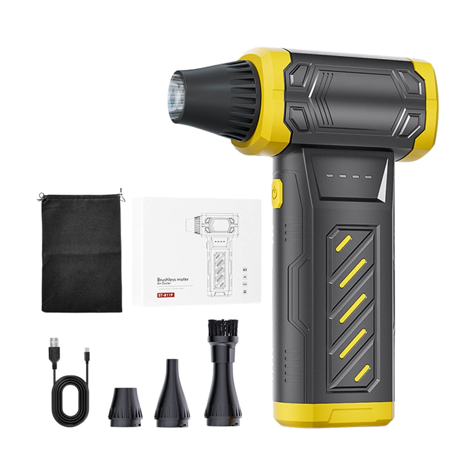 Portable High Power Cordless Air Duster, 130000RPM Rechargeable Brushless Blower with 3 Gear Speeds, Handheld Blower Fan for Computer Cleaning Car House Outdoor and Scene Use