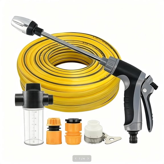 Portable High‑Pressure Car Wash And Garden Hose Nozzle With 360 Degree Rotating Head, Three Spray Modes, Metal Joints, Adjustable, Multi‑Function Foam Pot And 15m Tube Kit For Outdoor Cleaning