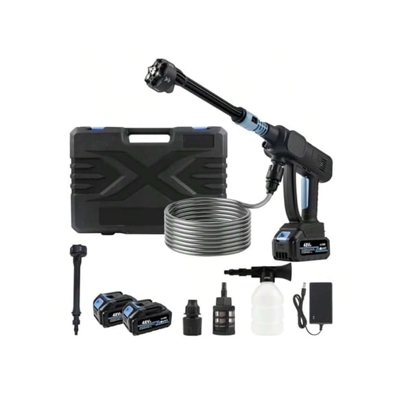 Portable High-Pressure Washer, Cordless Pressure Washer With 6-In-1 Nozzle, Handheld Electric Pressure Jet Gun, Battery Powered Car Cleaner Machine For Wall Fence Floor Garden Home Cleaning