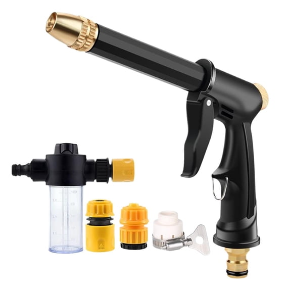 Portable High Pressure Water Sprayer，Includes Three Connectors and A Foam Sprayer; Suitable for Washing Vehicles, Rinsing Floors, Spraying Down Walls, and Refurbishing Fences.