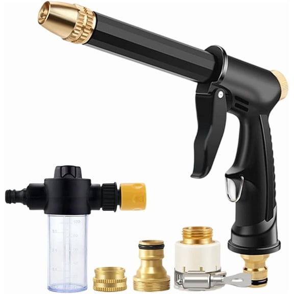 Portable High Pressure Water Sprayer, Power Sprayer Gun with Foam Cannon & Brass Adapters, High Pressure Cleaner for Car, Patio, Outdoor