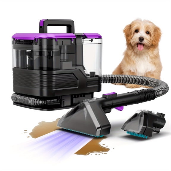 Portable High-Suction Fabric and Upholstery Vacuum Cleaner with Attachable Tools for Carpets, Furniture, and Car Interiors