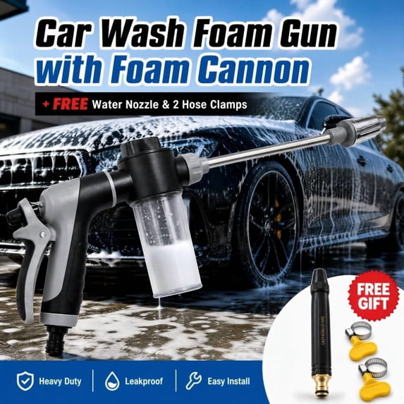 Portable High-pressure Car Wash Water Gun with Foam Dispenser, Multi ...