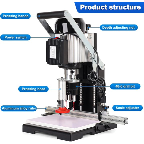 Portable Hinge Drilling Machine for Woodworking 110V 1100W Hinge Boring Tool with 0-40mm Depth, 2840RPM for Cabinets, Doors & Wardrobes Includes Two Drill Bits 45-9.5mm and 48-6mm