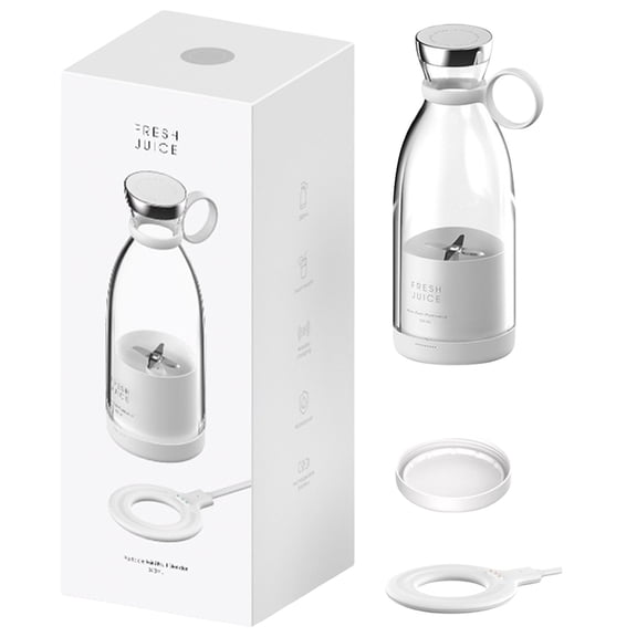 Portable Home Cordless Electric Juicer, White， Portable for Shakes and with 11.83 Oz Travel Cup and Lid Stainless for Juice Blending Performance