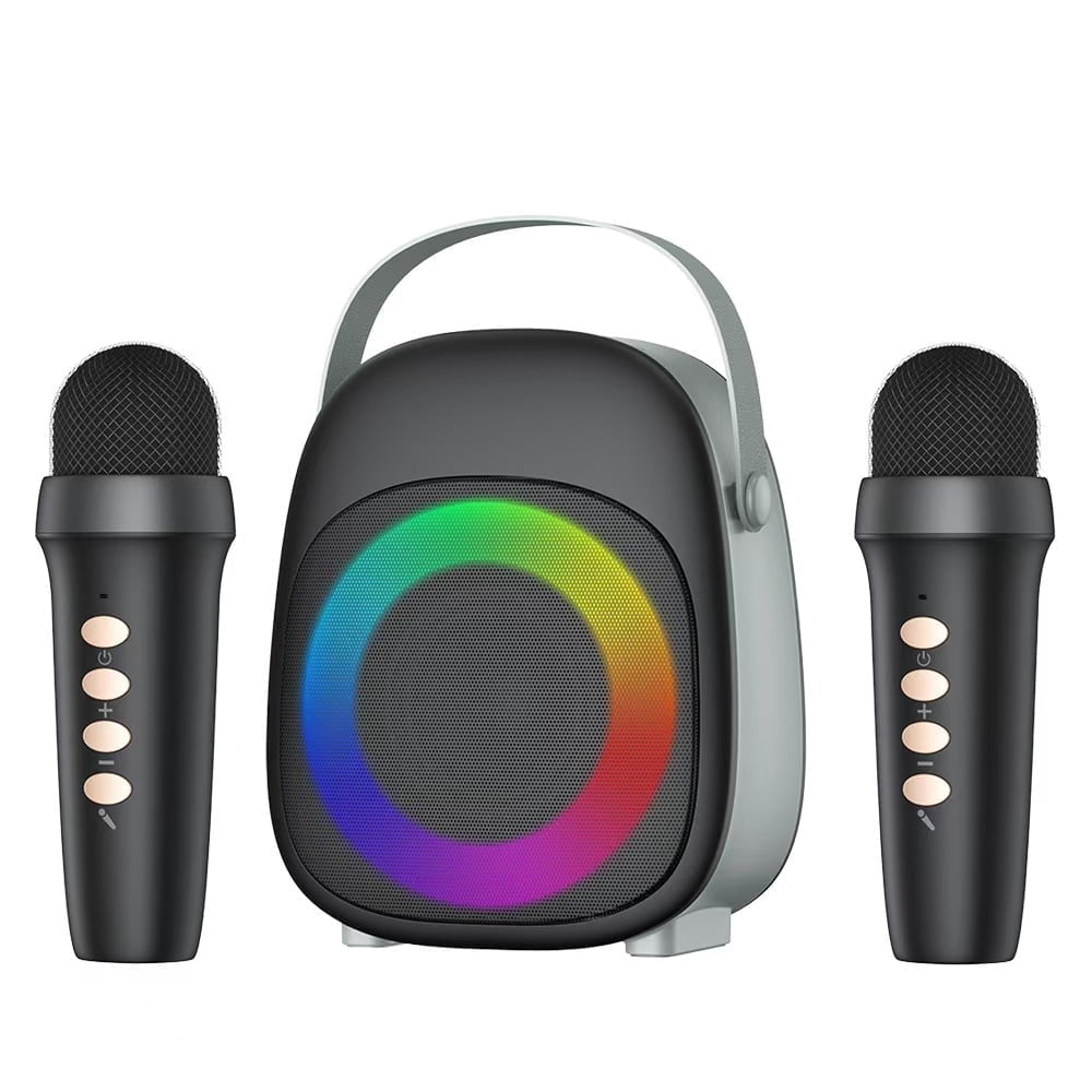 Portable Home Karaoke Microphone with Bluetooth 5.2, 10H Battery, LED Lights, Noise Cancellation & 57mm Speaker - Wireless Party Singing System