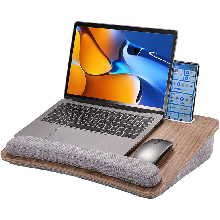 Lap Laptop Desk - Portable Lap Desk with Pillow Cushion, Fits up to 15.6  inch Laptop, with