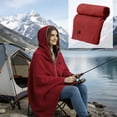 thumbnail image 1 of Portable Hooded Heating Shawl USB Powered Wearable Heated Blanket with Button Control for Outdoor Camping Car and Office (Wine), 1 of 8