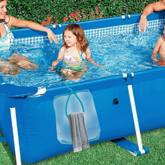 Portable Hook Mesh Storage Bag | Large Capacity Hanging Organizer for Bathroom, Pool & Beach | Blue, Pink, Green Options | 37x22cm Foldable Mesh Laundry Bag