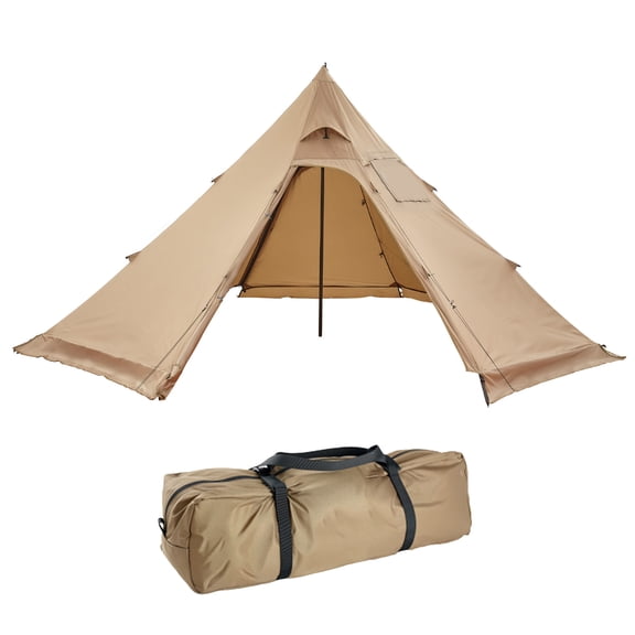 Portable Hot Tent for 4 Persons,Tipi Tent with Stove Jack,Waterproof Canvas Camping Tents,Lightweight 4 Season Shelter Tents for Hiking Fishing Backpacking-M Size