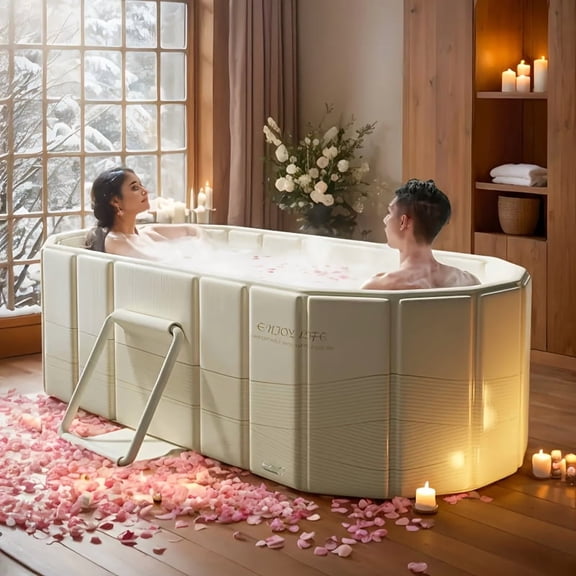 Portable Hot Tub for Home Gym, Quick Setup. Portable Hot Tub - No Installation Required, Foldable Storage, Dual Drainage Design - Ideal Christmas Gift