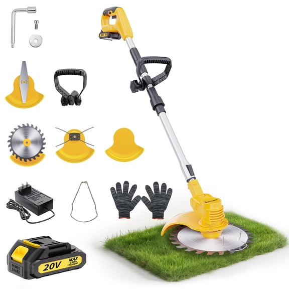 Cordless Weed Eater, 4-in-1 Electric Grass Cutter with High Capacity Battery, Powerful String Trimmer for Lawn Yard Garden Edging, Gifts for Dad Husband