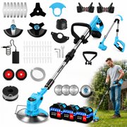 Portable Household Wireless Electric Lawn Mower Multifunctional Electric Weed Trimmer Equipped with Three Types Cutting Blades And Two High Capacity Lithium Batteries Practical Home