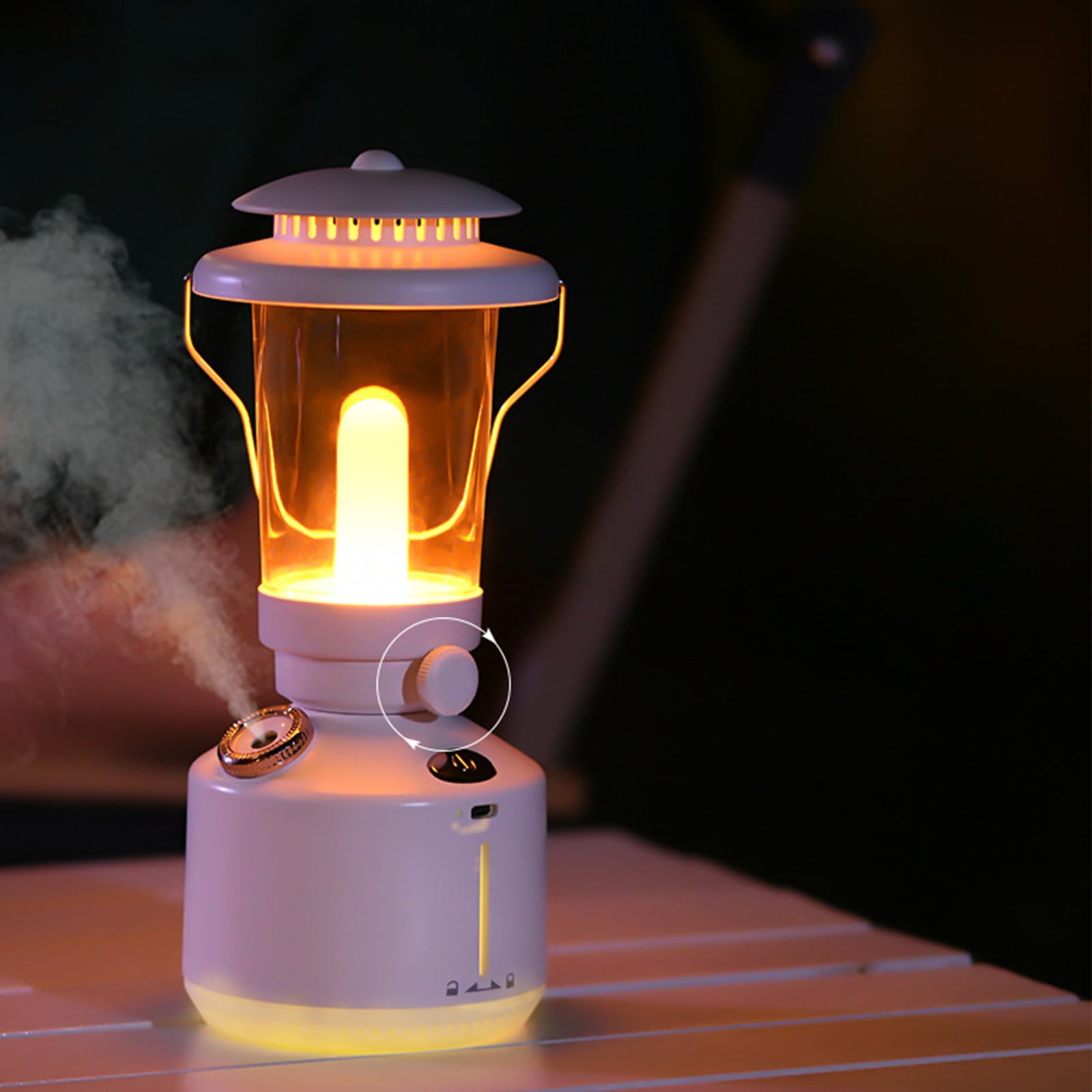 Portable Humidifier with Dimmable Light, 260ML Kerosene Lamp Hanging Cool Mist Humidifiers, 2 Spray Modes, USB Charging Wireless, for Bedroom Indoor Outdoor Camping