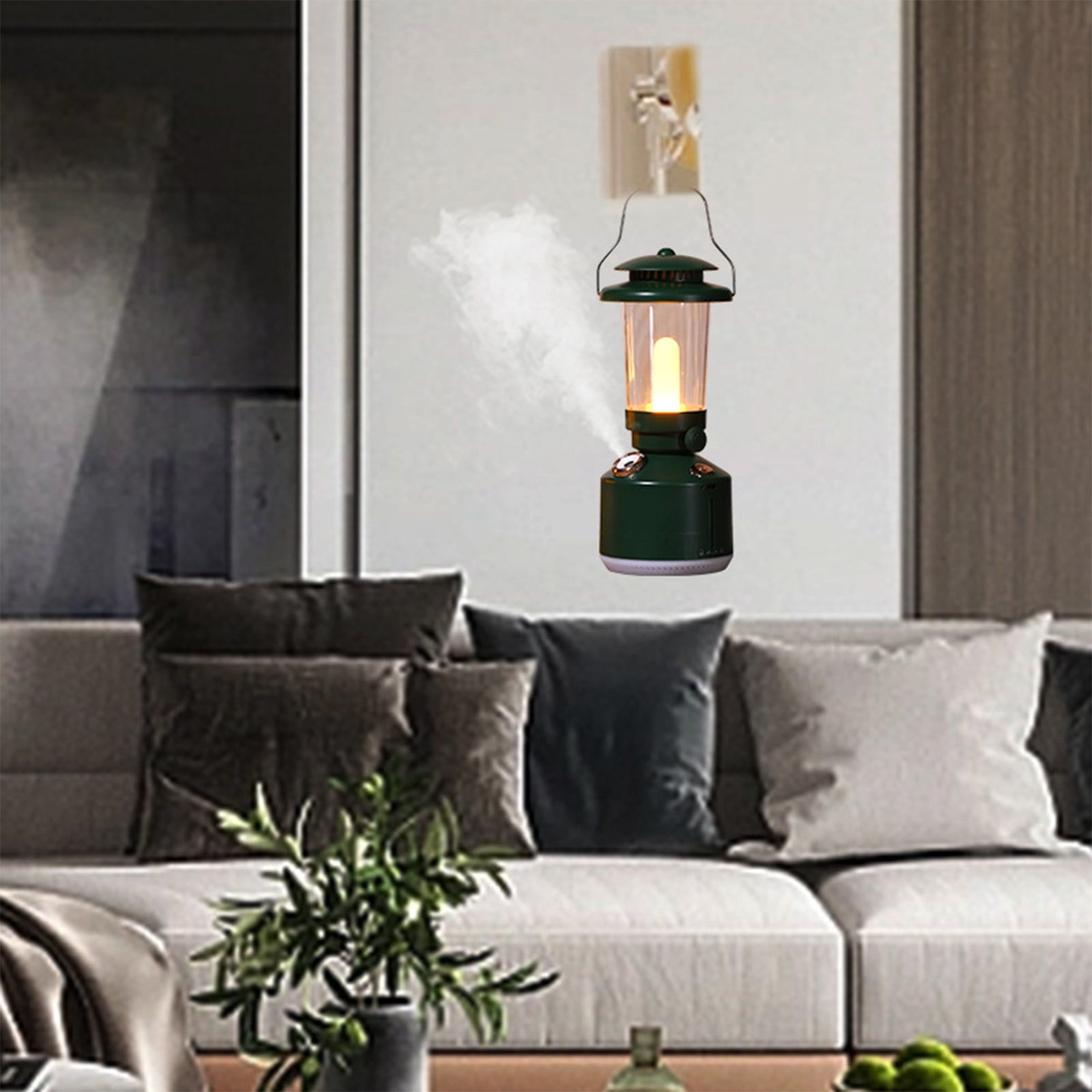 Portable Humidifier with Dimmable Light, 260ML Kerosene Lamp Hanging Cool Mist Humidifiers, 2 Spray Modes, USB Charging Wireless, for Bedroom Indoor Outdoor Camping
