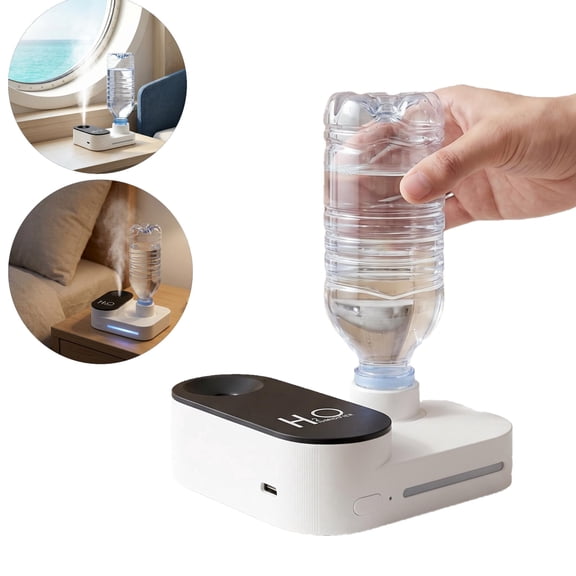 Portable Humidifier for Travel Whisper-Quiet Mini Humidifier for Office or Car, Water Bottle Humidifier with Night Light, Auto-Off & 2 Mist Modes