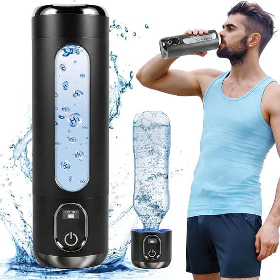 Portable Hydrogen Water Bottle Generator  Up to 6000+ PPB Pure H | Advanced SPE/PEM Tech | 2-in-1 Dual-Use Maker, 8.45 oz, 1100 mAh Battery for Enhanced Hydration & Wellness