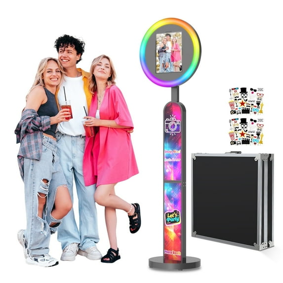 Portable IPad Photo Booth Compatible with 10.2in 10.9in 12.9in IPads Includes Flight Case Customizable Logo App Remote Control RGB Lights for Parties, Weddings, Birthdays, Holiday